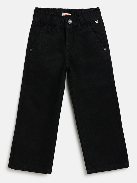 Black 100% Cotton Wide Leg Jeans for Girls