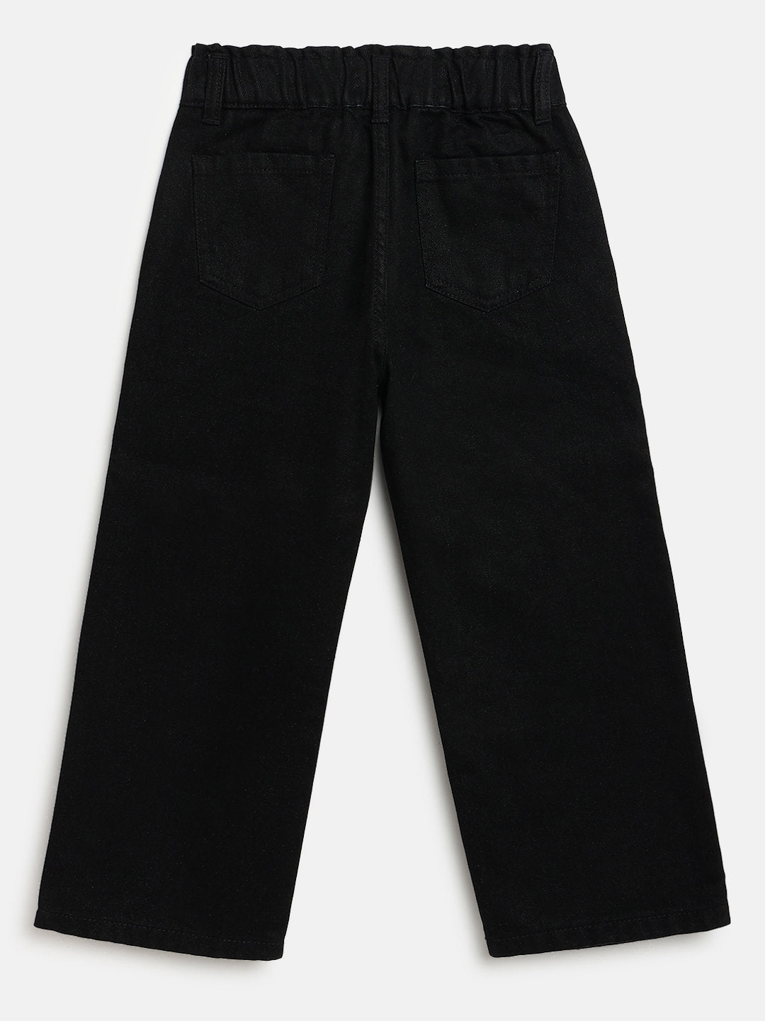 Black 100% Cotton Wide Leg Jeans for Girls