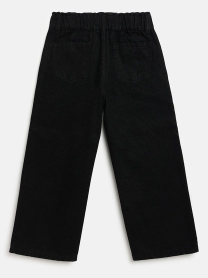 Black 100% Cotton Wide Leg Jeans for Girls