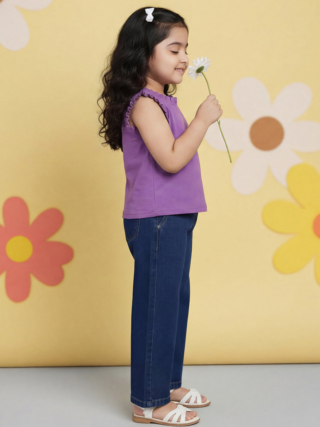 Indigo 100% Cotton Wide Leg Jeans for Girls