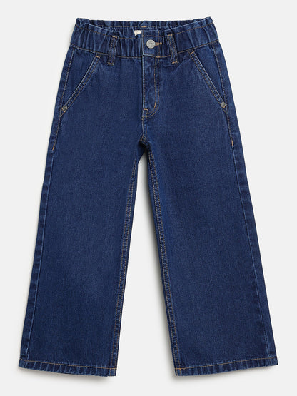 Indigo 100% Cotton Wide Leg Jeans for Girls