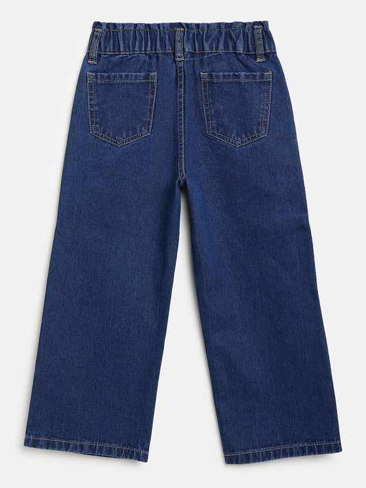 Indigo 100% Cotton Wide Leg Jeans for Girls