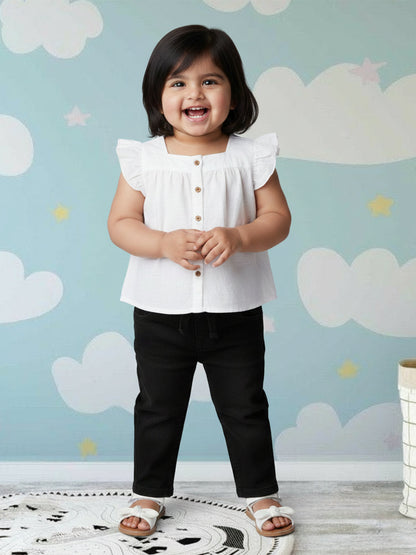 Everyday Comfort Straight Fit Jeans for Girls (Black)