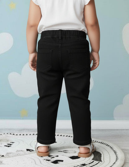 Everyday Comfort Straight Fit Jeans for Girls (Black)