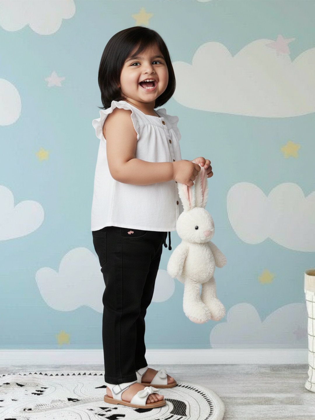 Everyday Comfort Straight Fit Jeans for Girls (Black)