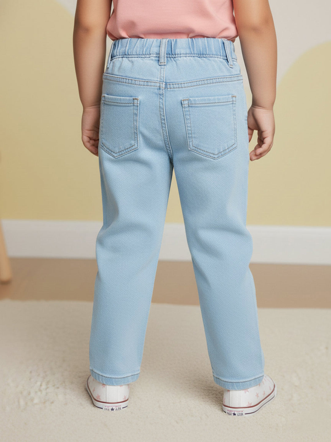 Everyday Comfort Straight Fit Jeans for Girls (Sky Blue))