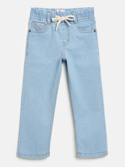 Everyday Comfort Straight Fit Jeans for Girls (Sky Blue))