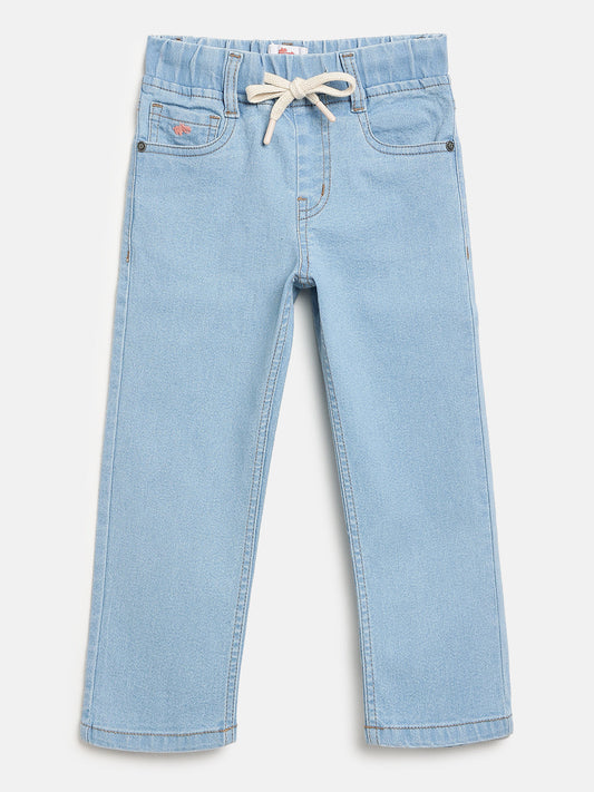 Everyday Comfort Straight Fit Jeans for Girls (Sky Blue))