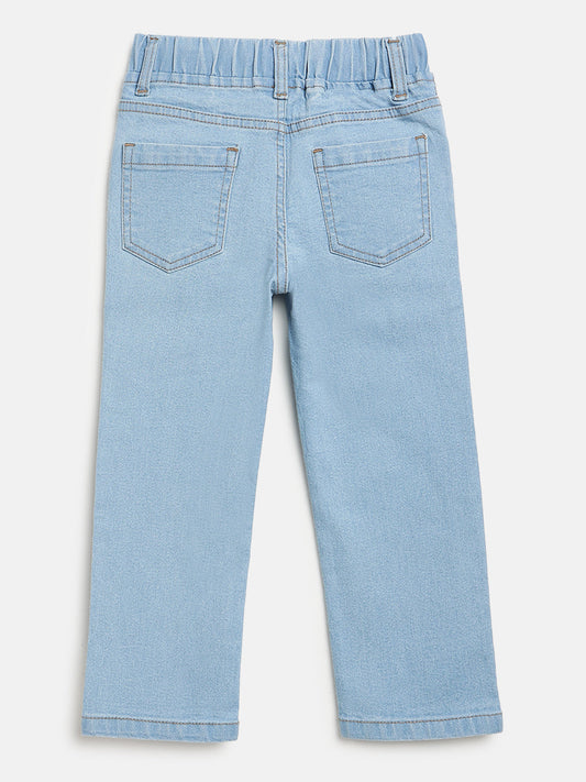 Everyday Comfort Straight Fit Jeans for Girls (Sky Blue))