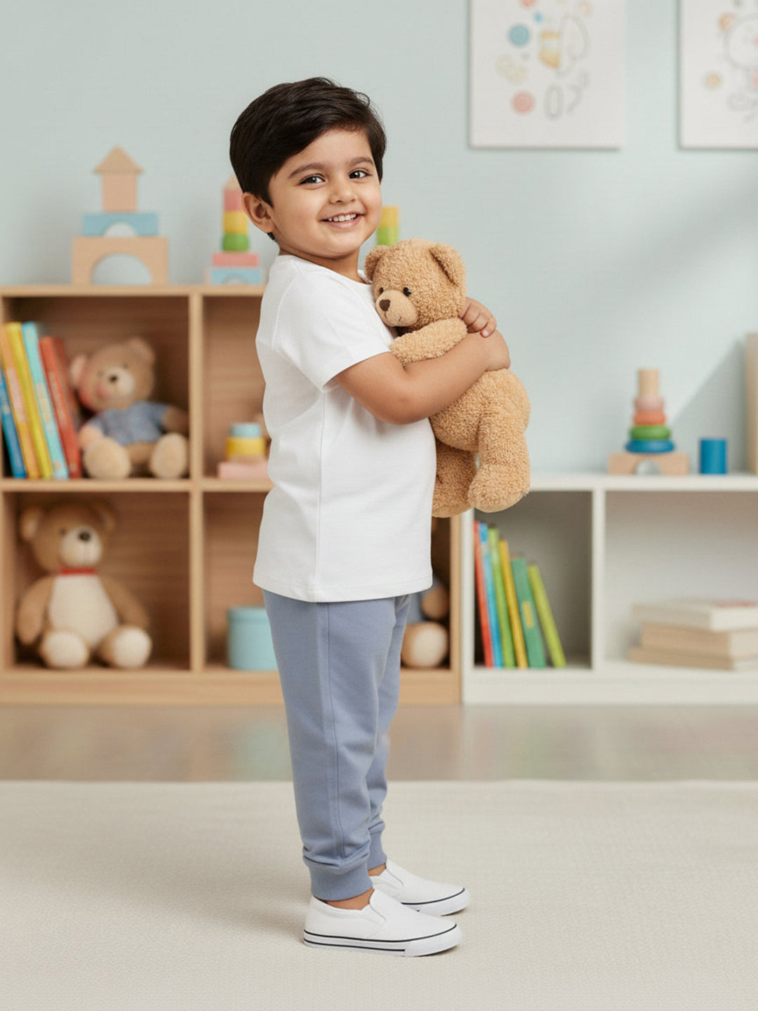 Slumber Party Nightsuit for Boys (White and Green)