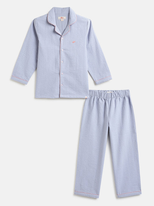 Good Night Peach Nightsuit (Blue and Pink)