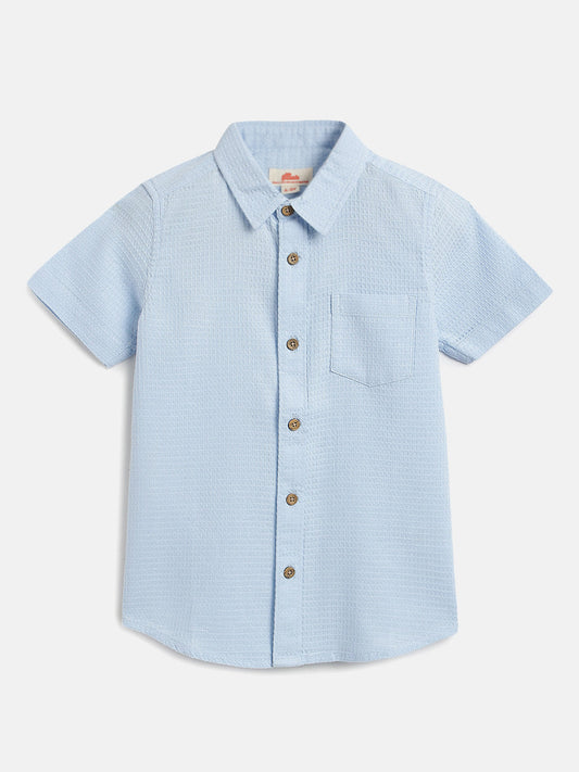 Waffle Way Casual Shirt for Boys (Sky Blue)