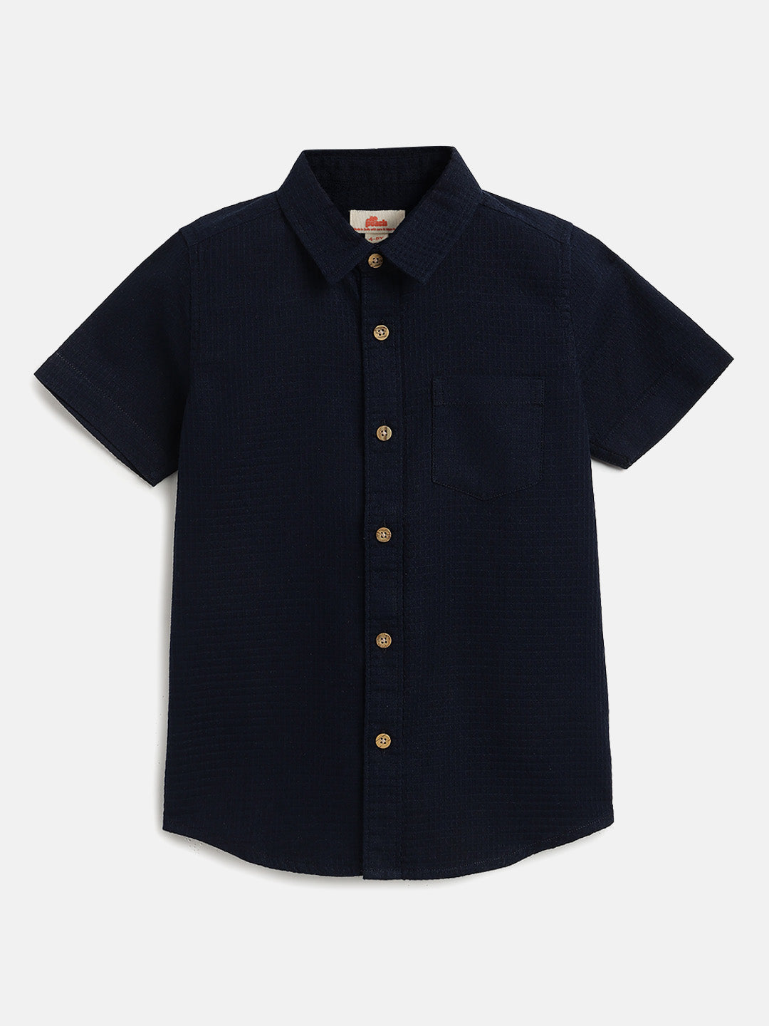 Waffle Way Casual Shirt for Boys (Navy Blue)