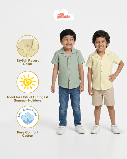 On Vacay Casual Resort Collared Shirt for Boys (Yellow)