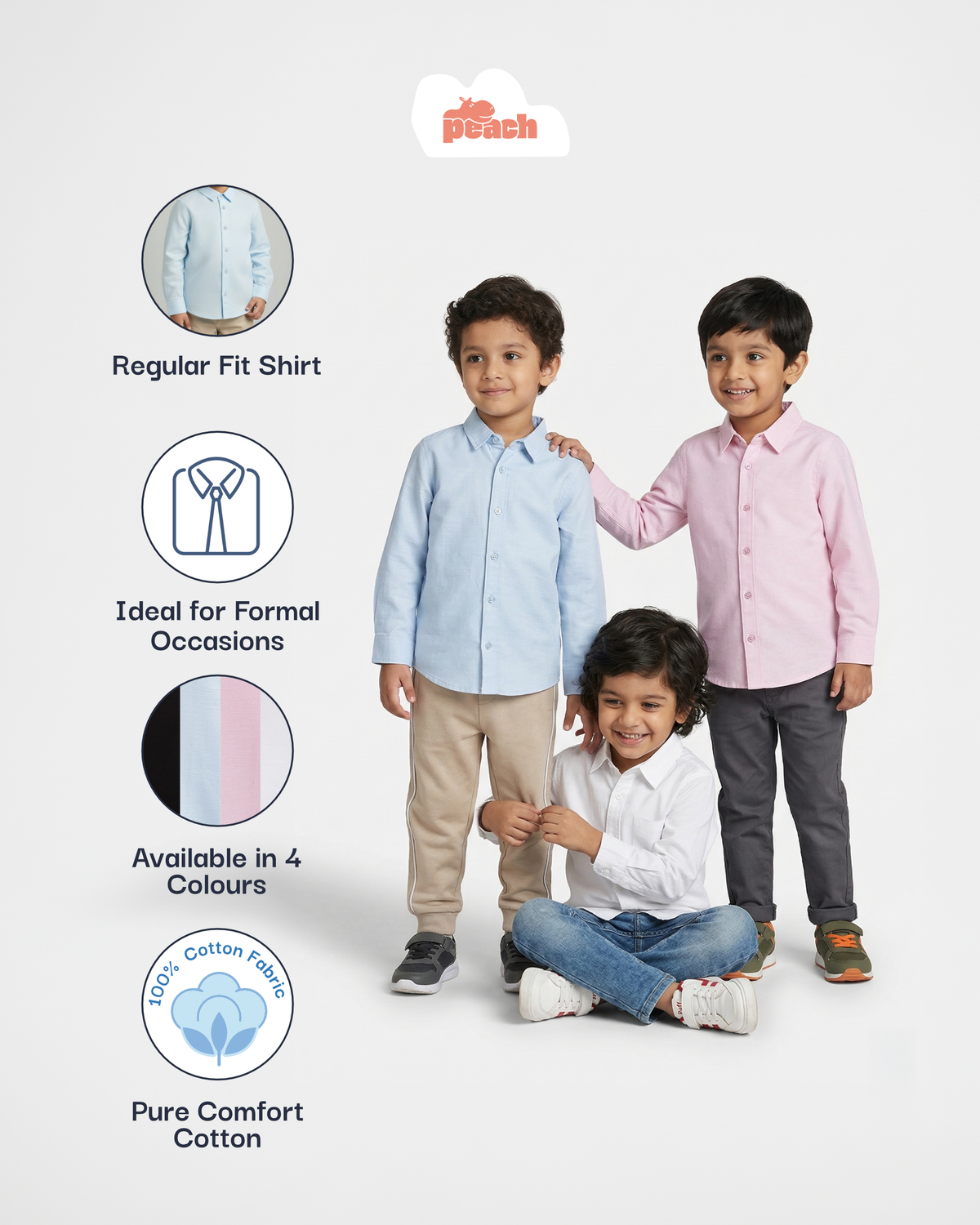 The Classic Formal Shirt for Boys (Pink)