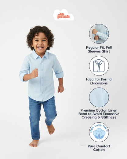 Linen Touch Premium Formal Shirt for Boys (Blue)