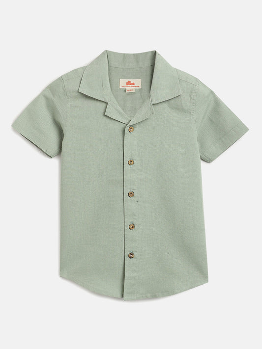 On Vacay Casual Resort Collared Shirt for Boys (Olive Green)