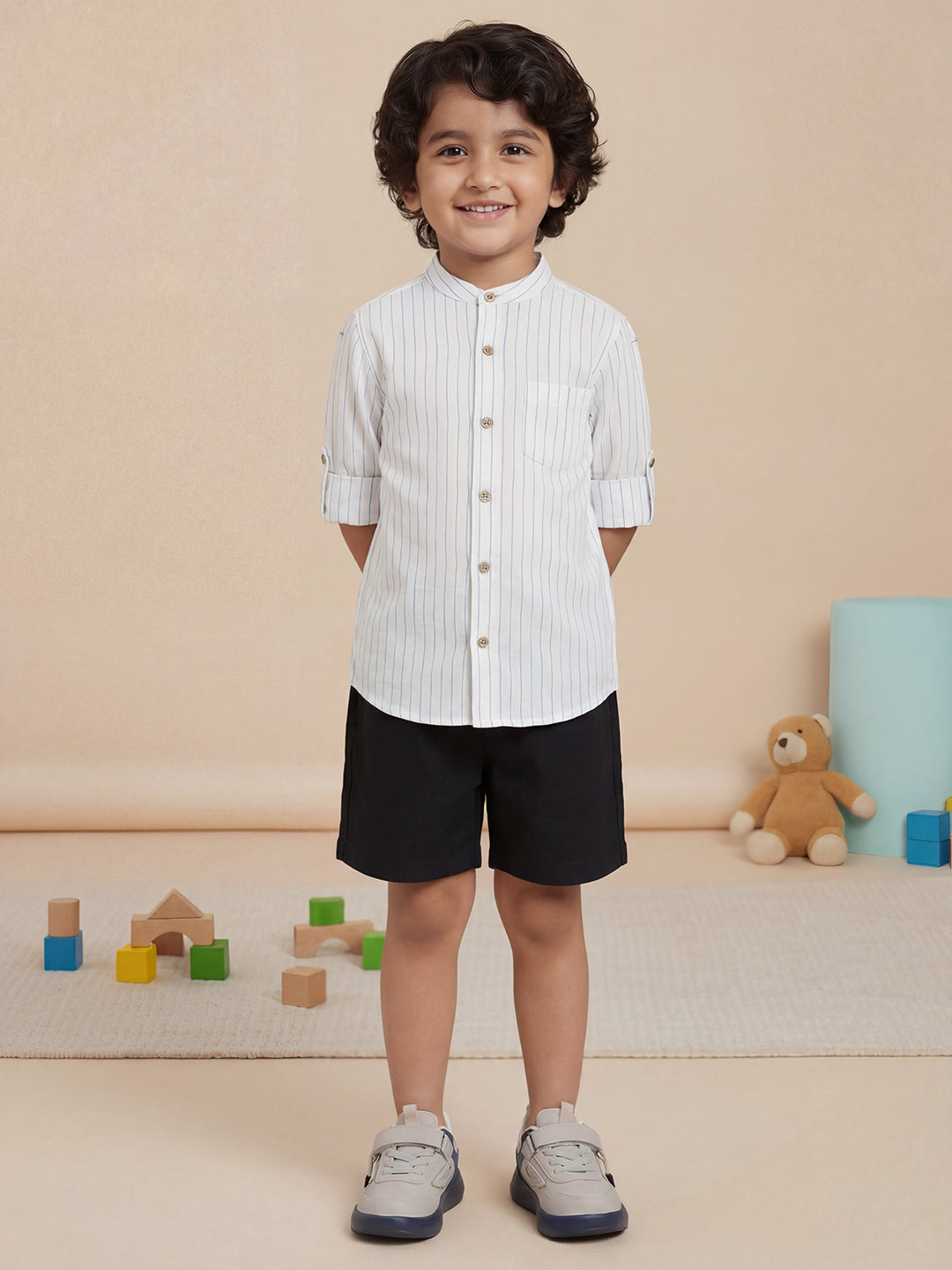 Summer Vibes Shorts for Boys in Black