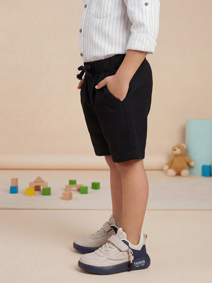 Summer Vibes Shorts for Boys in Black