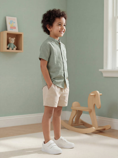 Summer Vibes Shorts for Boys in Beige