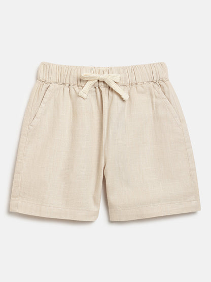 Summer Vibes Shorts for Boys in Beige