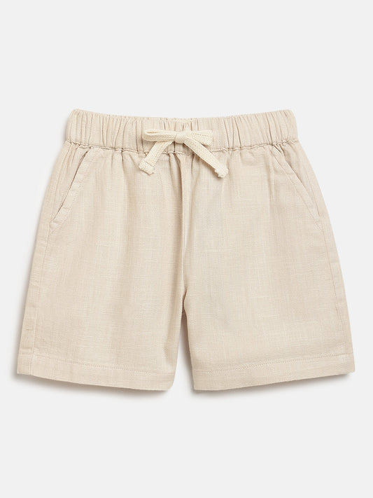 Summer Vibes Shorts for Boys in Beige