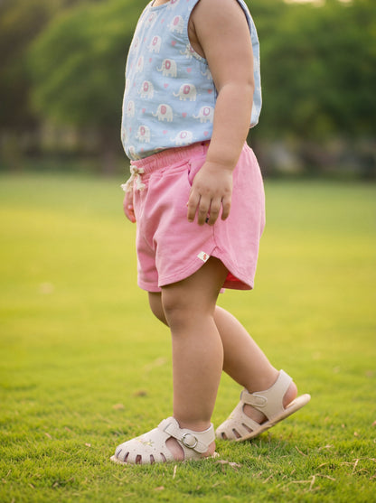 Pastel Pop 100% Cotton Denim Shorts for Girls (Pink)