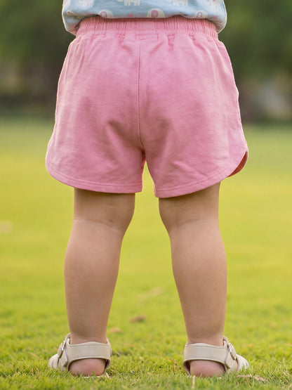 Pastel Pop 100% Cotton Denim Shorts for Girls (Pink)