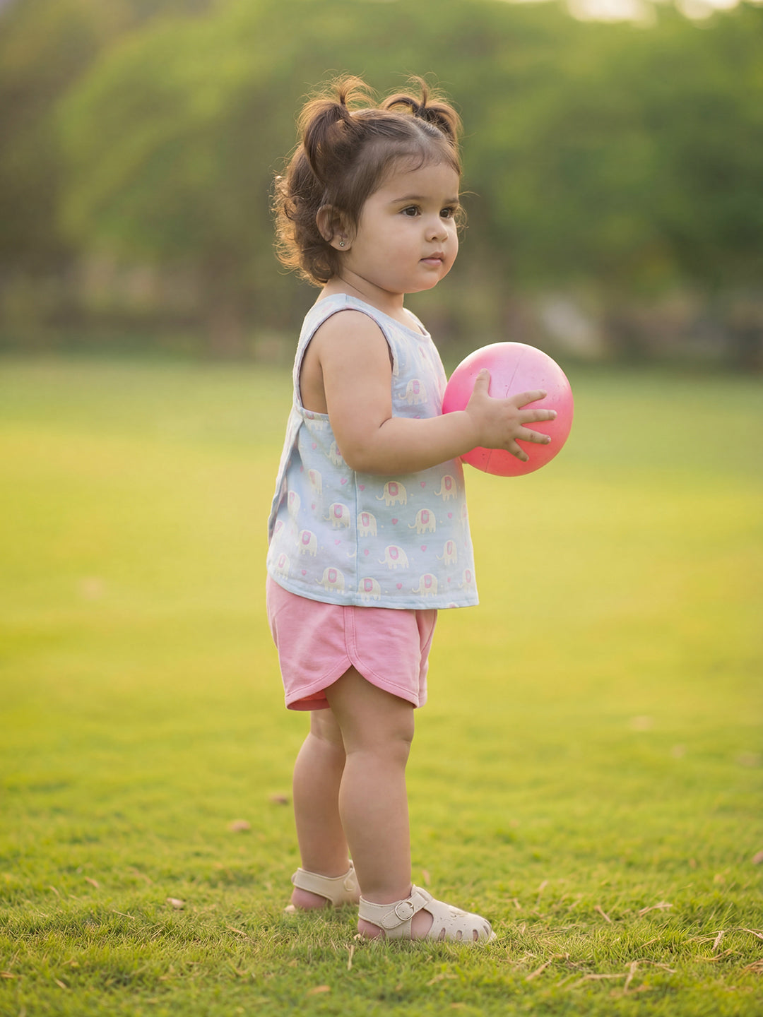Pastel Pop 100% Cotton Denim Shorts for Girls (Pink)