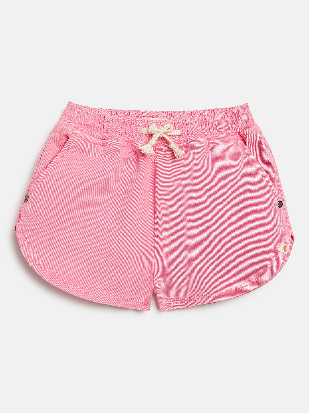 Pastel Pop 100% Cotton Denim Shorts for Girls (Pink)
