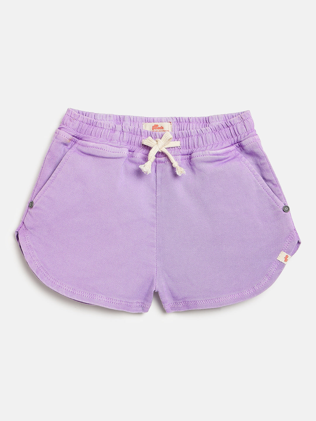 Pastel Pop 100% Cotton Denim Shorts for Girls (Purple)