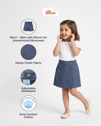 Play Free Denim Skort (Skirt + Shorts) in Blue