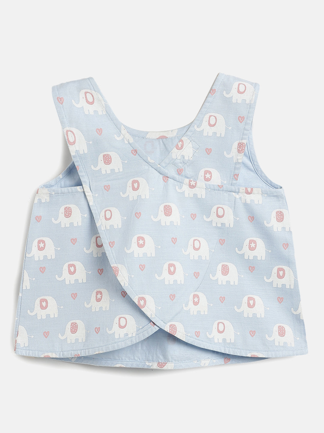 Blue Elephant Cross Back Top for Girls