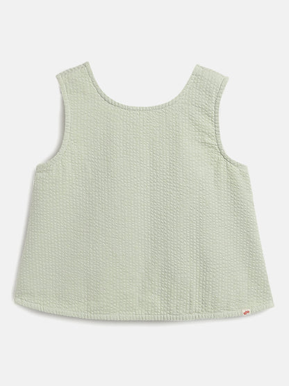 Pastel Green Cross Back Sleeveless Top for Girls