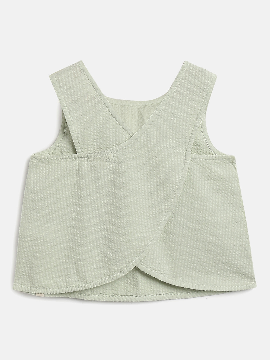 Pastel Green Cross Back Sleeveless Top for Girls