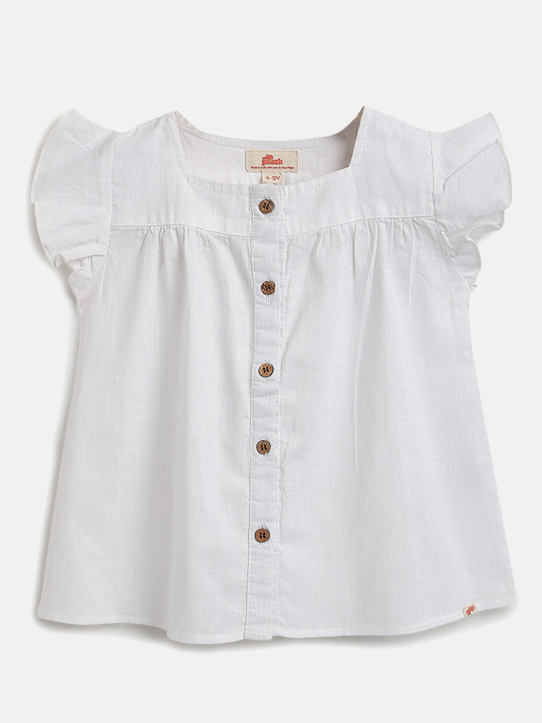 Linen Touch Top for Girls (White)