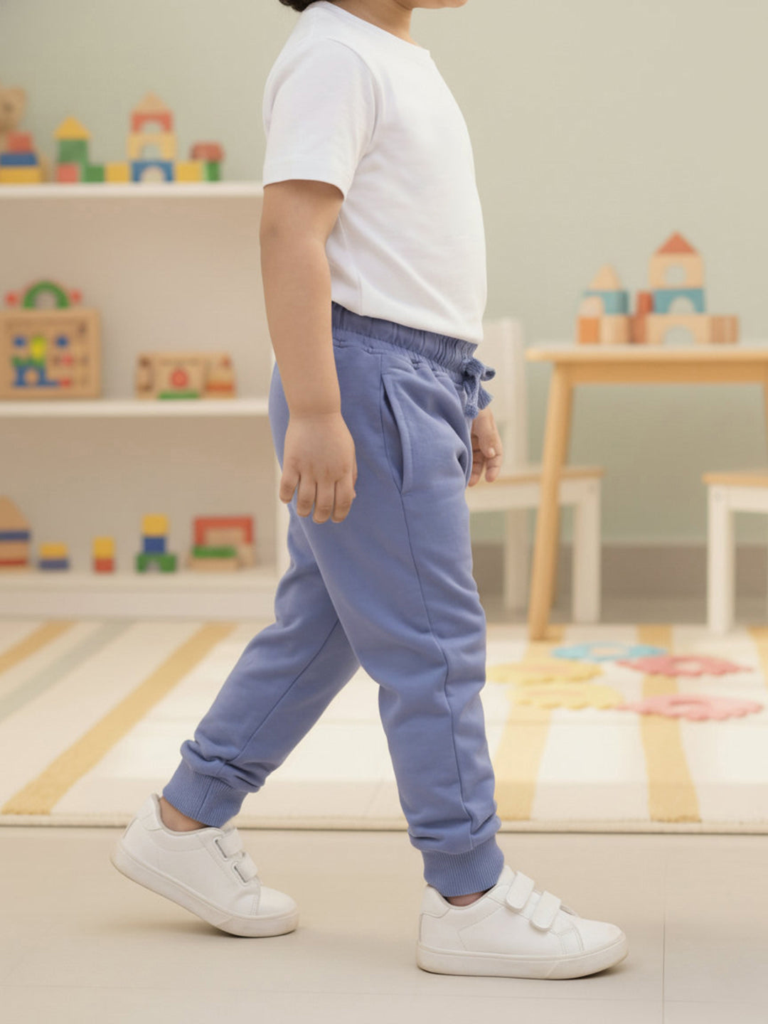 Blue Pop Cotton Joggers for Boys