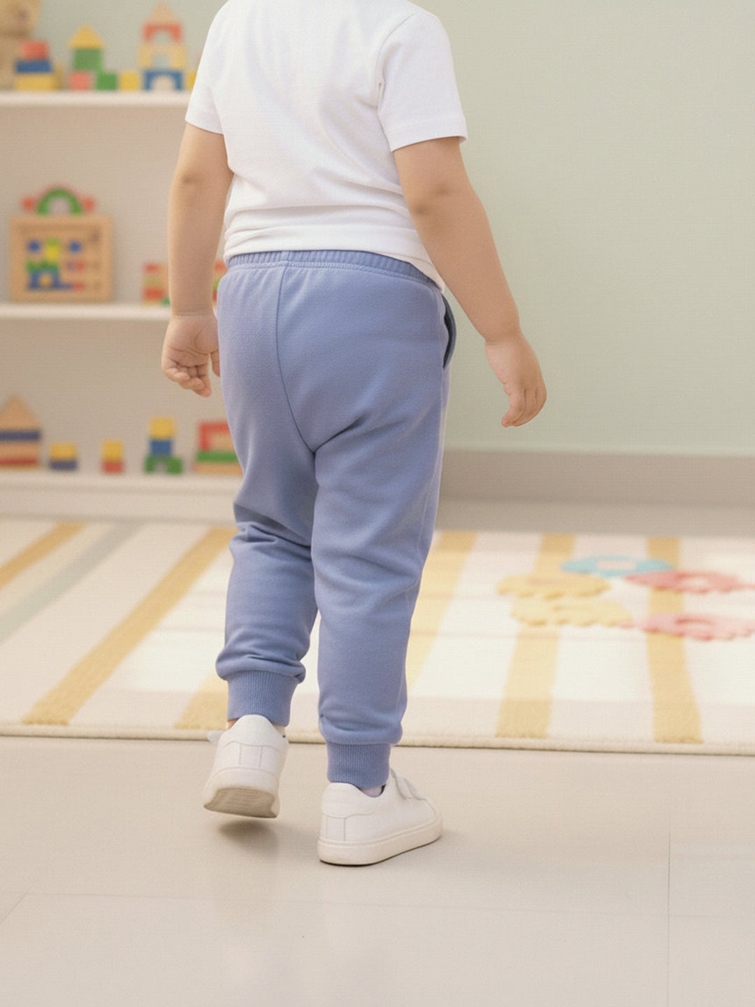 Blue Pop Cotton Joggers for Boys
