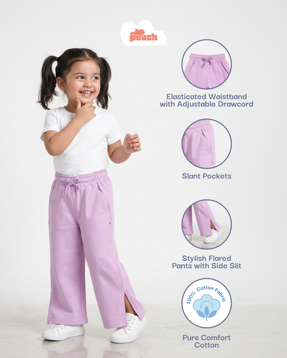 Purple Pop Cotton Flared Pants for Girls