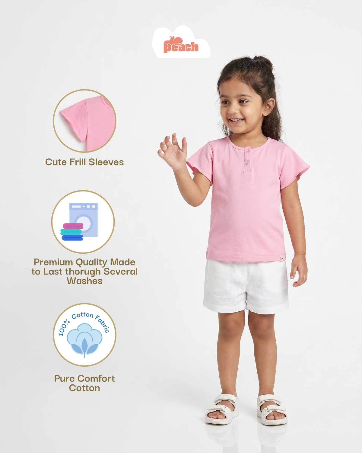 Button Up T-shirt in Pink