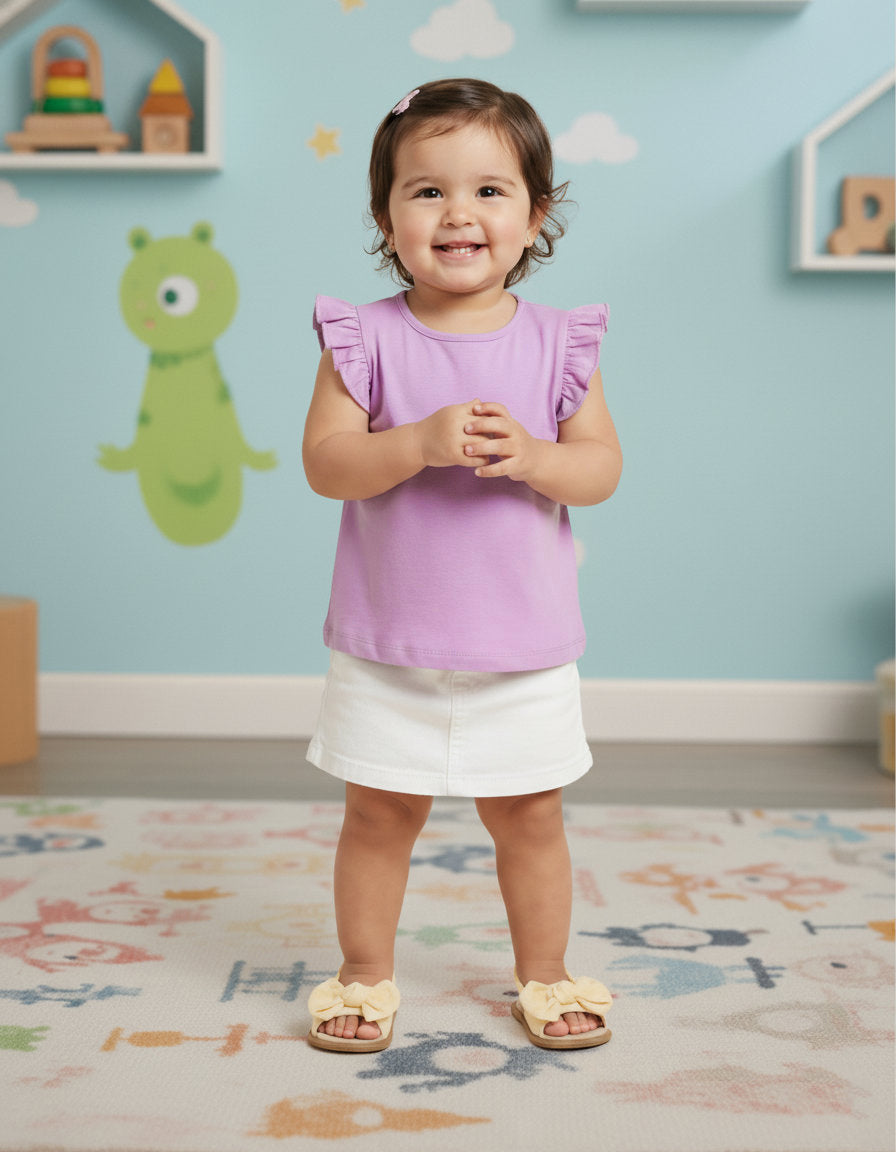 Frill on my Sleeve T-shirt in Purple
