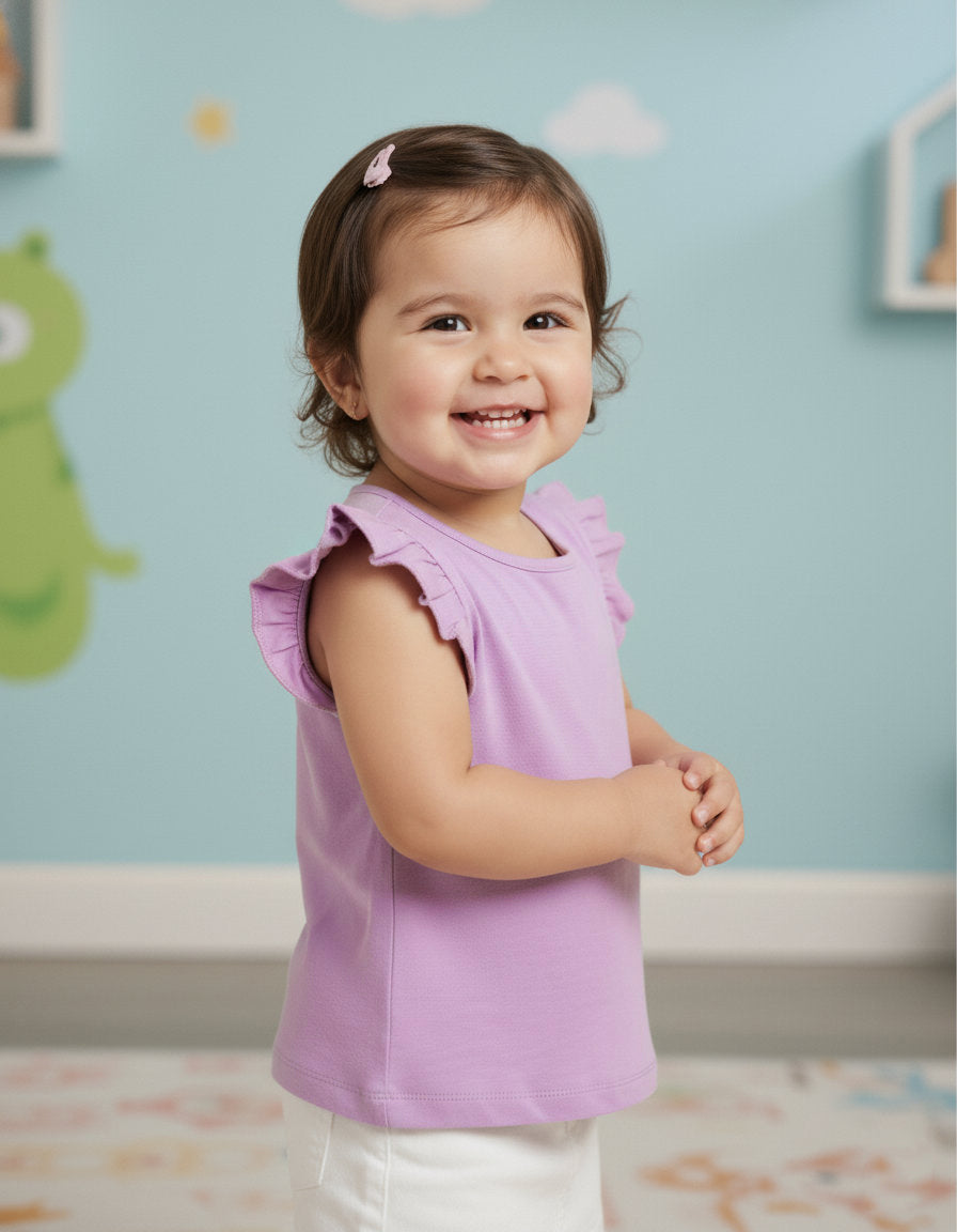 Frill on my Sleeve T-shirt in Purple