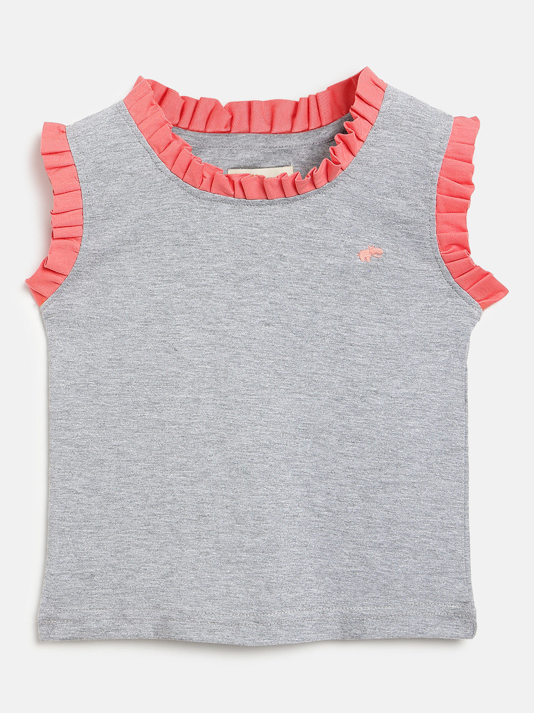 Dainty Frill T-shirt in Grey and Pink