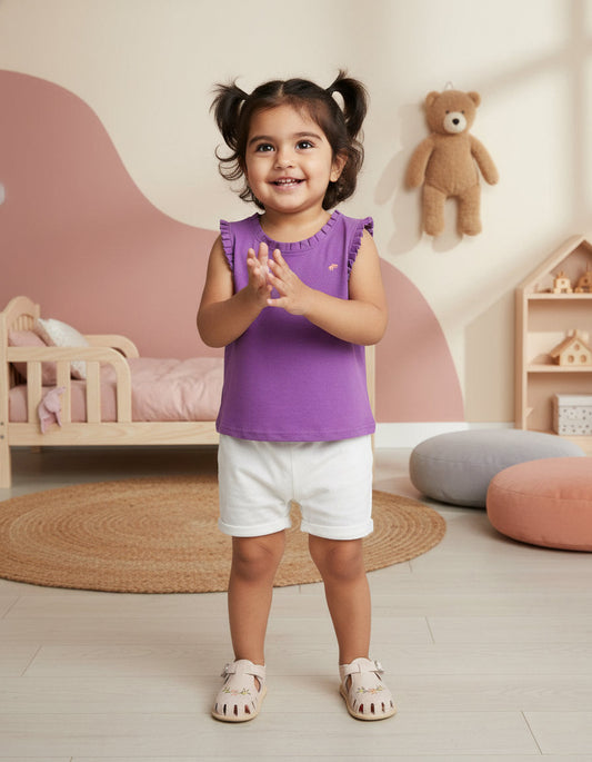 Dainty Frill T-shirt in Purple for Girls