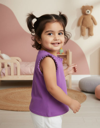 Dainty Frill T-shirt in Purple for Girls