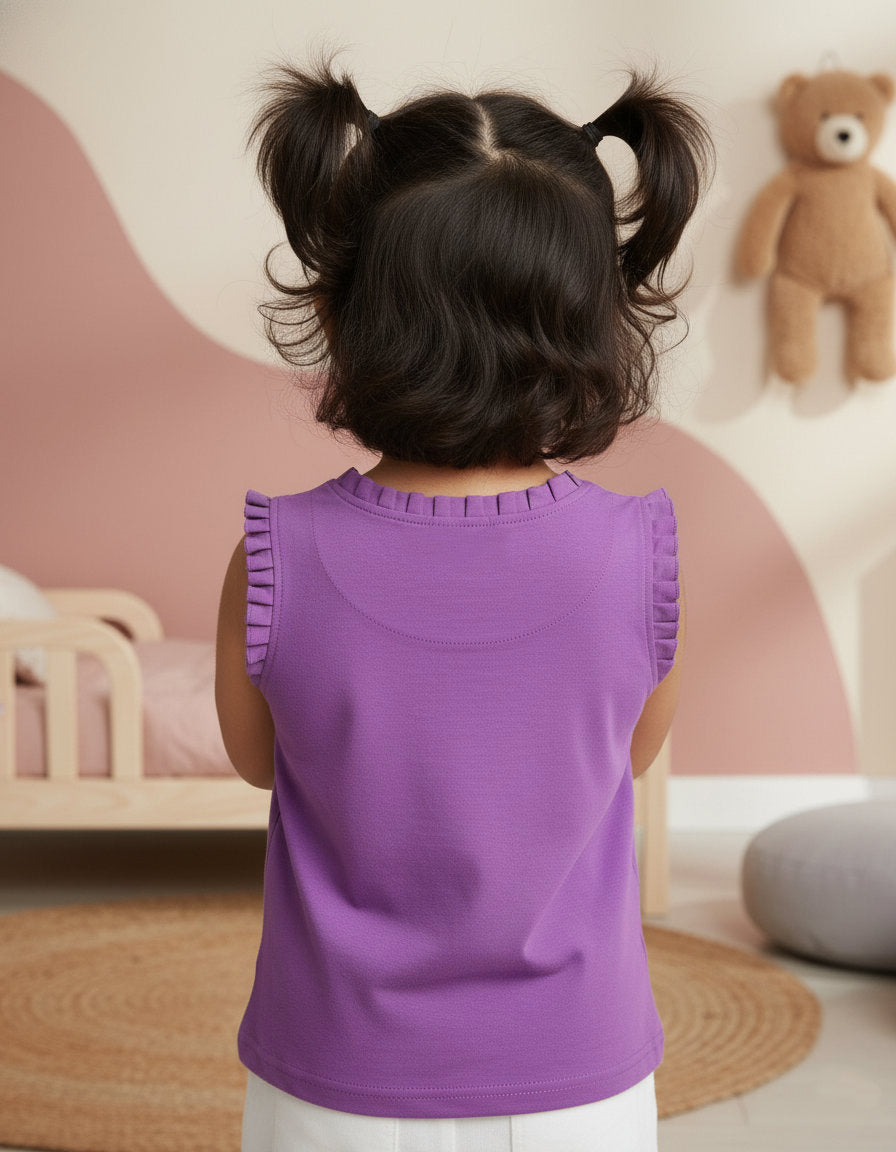 Dainty Frill T-shirt in Purple for Girls