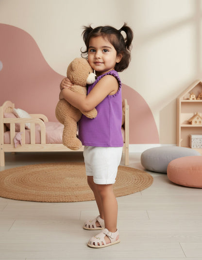 Dainty Frill T-shirt in Purple for Girls