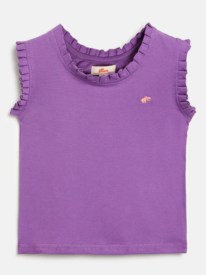 Dainty Frill T-shirt in Purple for Girls