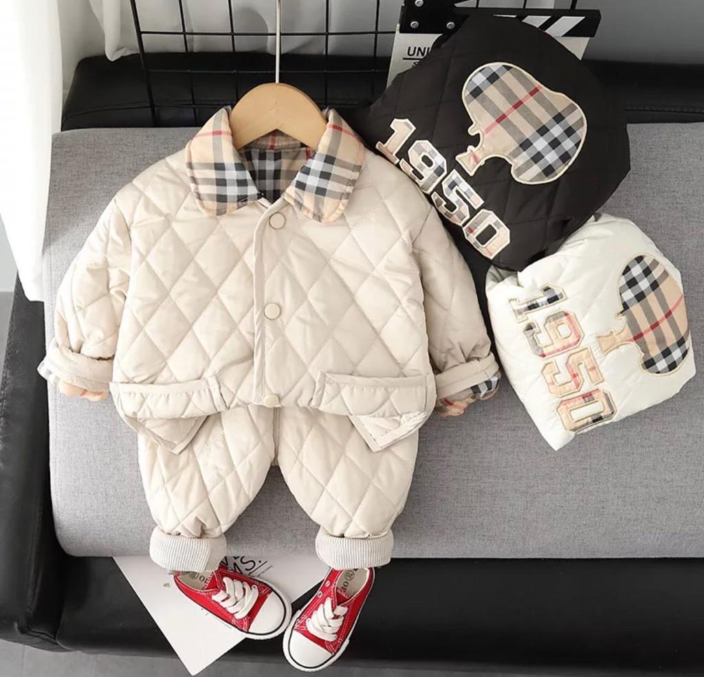 Boys' Check-Print Tracksuit – White