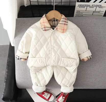 Baby Boy Burberry Print Track Suit White Baby Clothing for kids